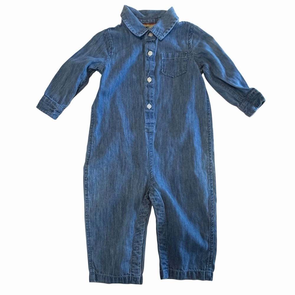 Primary Chambray One Piece Romper Coverall Baby Boys 6-12 Months Coastal Western